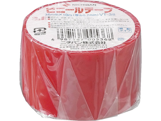 ニチバン ビニールテープ 赤 38mm×10m VT-381