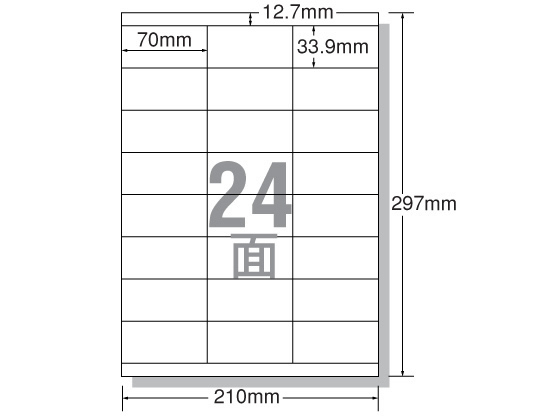 エーワン レーザー用ラベル A4 24面 上下余白 500枚 28646