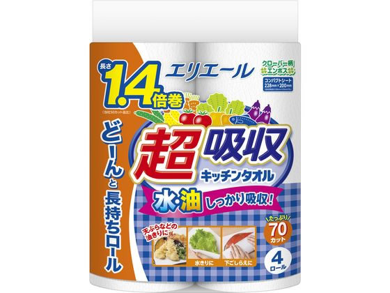 大王製紙 エリエール 超吸収キッチンタオル 70カット 4ロール