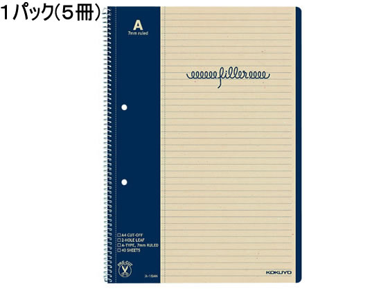コクヨ フィラーノート マージン罫入 A4 5冊 ス-15AN