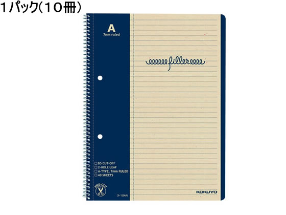 コクヨ フィラーノート B5 A罫 マージン罫入 10冊 ス-10AN
