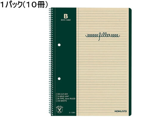 コクヨ フィラーノート B5 B罫 マージン罫入 10冊 ス-10BN