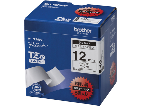 ブラザー ラベルプリンター用ラミネートテープ12mm白 黒文字(5個入) ブラザー ラベルプリンター用ラミネートテープ12mm白 黒文字(5個入)