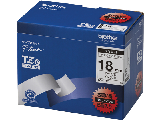ブラザー ラベルプリンター用ラミネートテープ18mm白 黒文字(5個入) ブラザー ラベルプリンター用ラミネートテープ18mm白 黒文字(5個入)