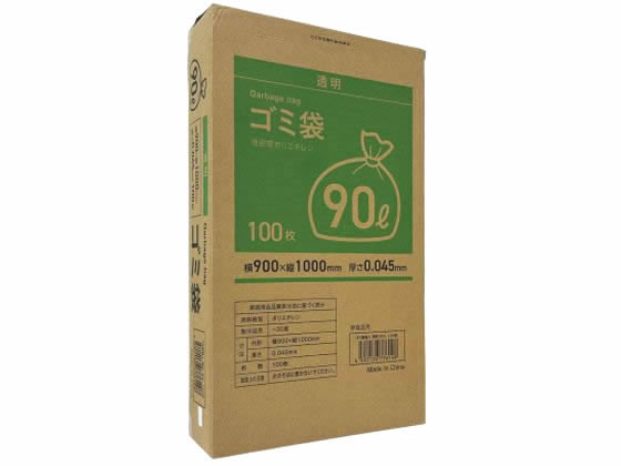 Forestway ゴミ袋(ティッシュBOXタイプ)透明 90L 100枚