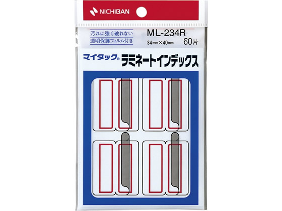 ニチバン マイタックラミネートインデックス 赤枠40*34mm 60片 ML-234R