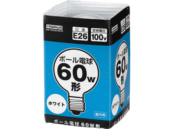 ヤザワ ボール電球 60W形 G70 ホワイト GW100V57W70