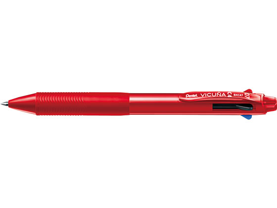 ぺんてる ビクーニャ 4色ボールペン 0.7mm レッド軸 BXC47B
