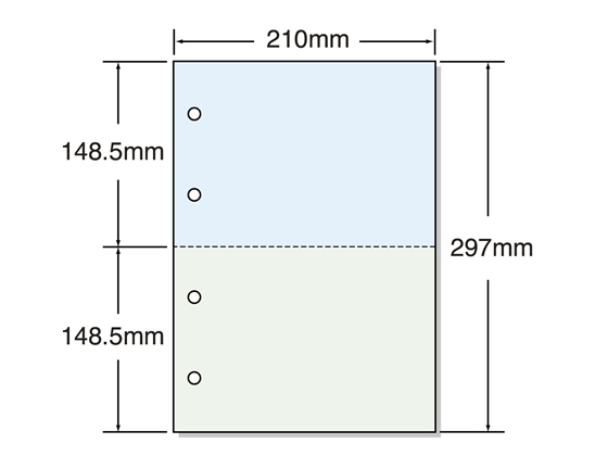 マルチプリンタ帳票 A4 カラー 2面 4穴 500枚 53007