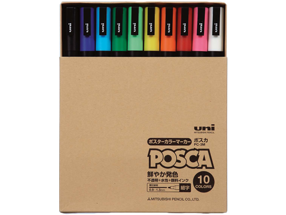 三菱鉛筆 ポスカ 細字 10色セット PC-3MT10C