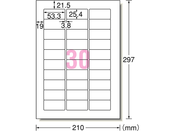 エーワン レーザー用ラベル A4 30面 四辺余白角丸100枚 31146