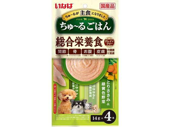 いなば ちゅーるごはん とりささみ&緑黄色野菜 14g*4本 いなば ちゅーるごはん とりささみ&緑黄色野菜 14g*4本