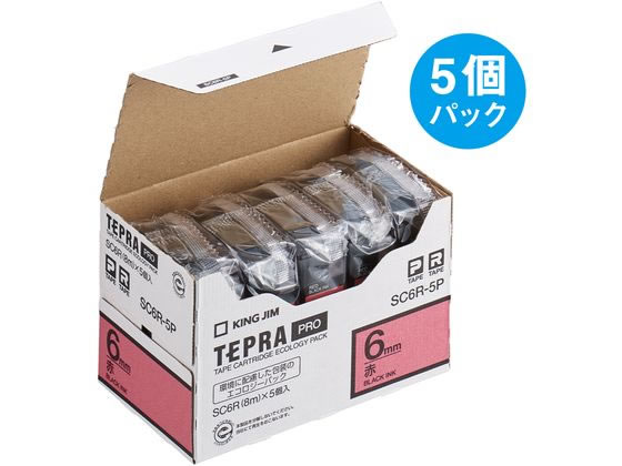 キングジム テプラPROテープ 6mm 赤/黒文字 5個 SC6R-5P キングジム テプラPROテープ 6mm 赤/黒文字 5個 SC6R-5P