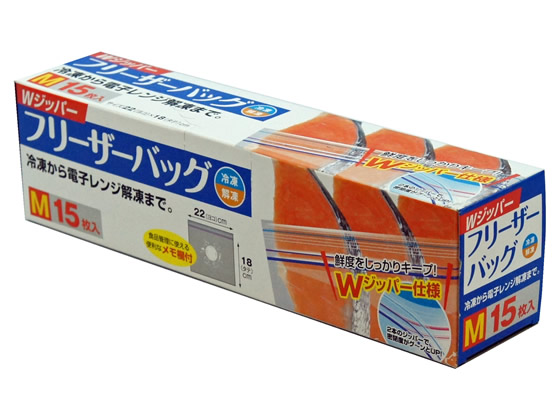 大和物産 Wジッパー フリーザーバッグM 15枚入り