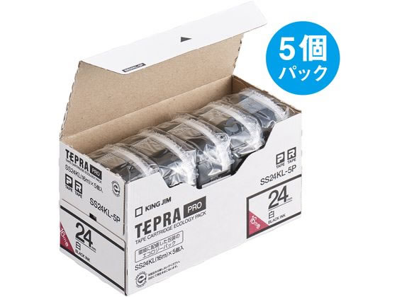 キングジムPROテープ ロング24mm白/黒文字5個 SS24KL-5P キングジムPROテープ ロング24mm白/黒文字5個 SS24KL-5P