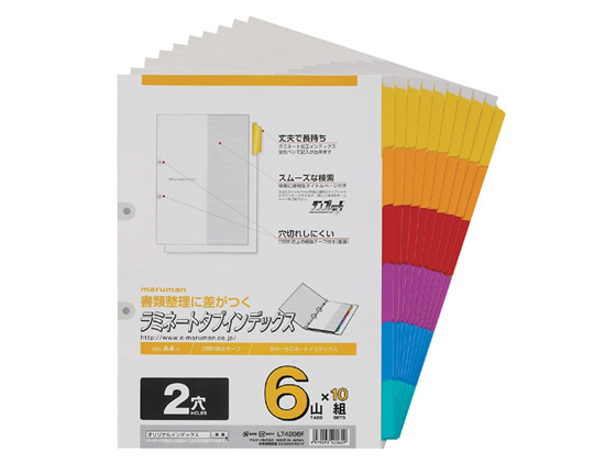 マルマン ラミネートタブインデックス A4タテ 6山 2穴 10組 LT4206F