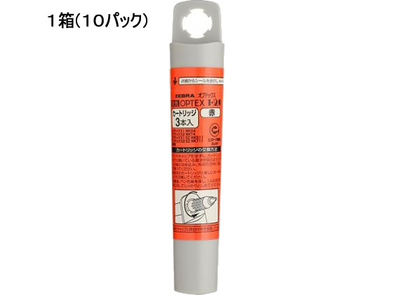 ゼブラ 蛍光オプテックス1・2用カートリッジ 赤(30本入) RWK8-R