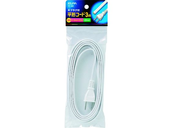 ELPA 片プラグ付平形コード 3M PC-30H ELPA 片プラグ付平形コード 3M PC-30H