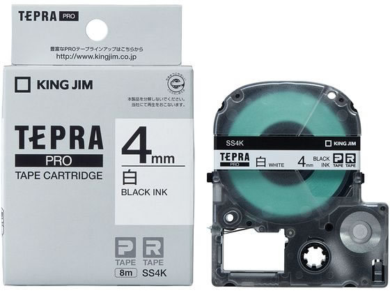 キングジム テプラPRO用テープ 4mm 白 黒文字 SS4K キングジム テプラPRO用テープ 4mm 白 黒文字 SS4K
