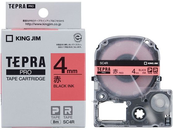 キングジム PRO用テープ パステル 4mm 赤 黒文字 SC4R キングジム PRO用テープ パステル 4mm 赤 黒文字 SC4R