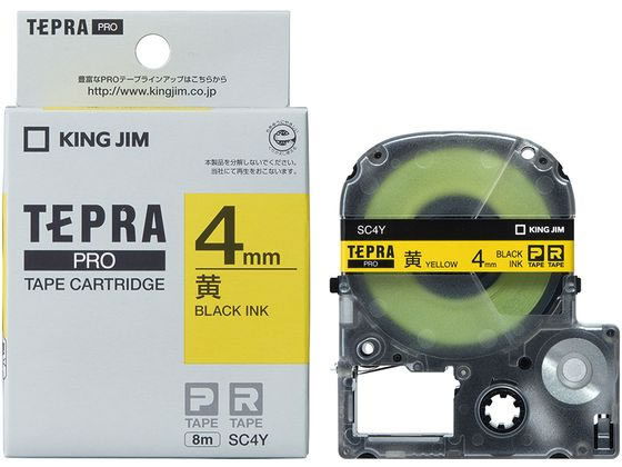 キングジム PRO用テープ パステル 4mm 黄 黒文字 SC4Y キングジム PRO用テープ パステル 4mm 黄 黒文字 SC4Y