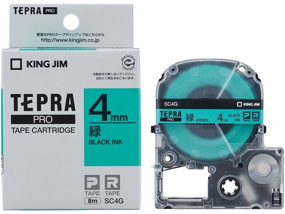 キングジム テプラPRO用カートリッジ 4mm パステル緑・黒文字 SC4G キングジム テプラPRO用カートリッジ 4mm パステル緑・黒文字 SC4G