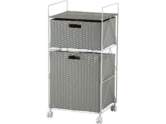 萩原 ランドリーワゴン 幅40cm グレー RAN-2457GY 萩原 ランドリーワゴン 幅40cm グレー RAN-2457GY
