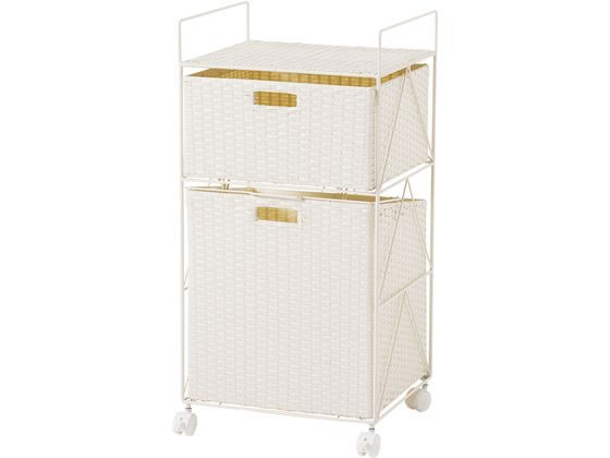 萩原 ランドリーワゴン 幅40cm ホワイト RAN-2457WH 萩原 ランドリーワゴン 幅40cm ホワイト RAN-2457WH