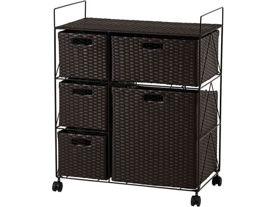 萩原 ランドリーワゴン 幅65cm ダークブラウン RAN-2458DBR 萩原 ランドリーワゴン 幅65cm ダークブラウン RAN-2458DBR