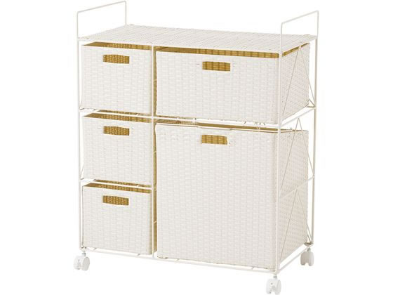 萩原 ランドリーワゴン 幅65cm ホワイト RAN-2458WH 萩原 ランドリーワゴン 幅65cm ホワイト RAN-2458WH