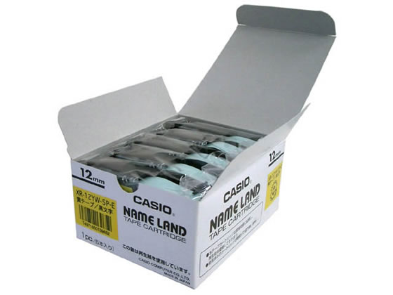 カシオ ネームランド 12mm 黄 黒文字 5個パック XR-12YW-5PE