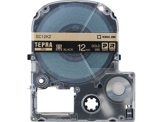 キングジムテプラPRO用テープ12mm(パステル) 黒 金文字 SC12KZが