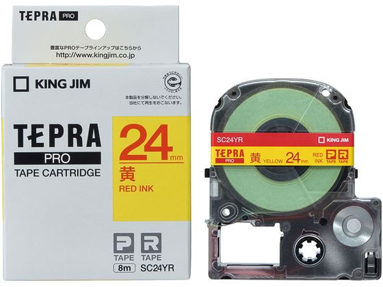 キングジム テプラPRO用テープ24mm(パステル)黄 赤文字 SC24YR キングジム テプラPRO用テープ24mm(パステル)黄 赤文字 SC24YR