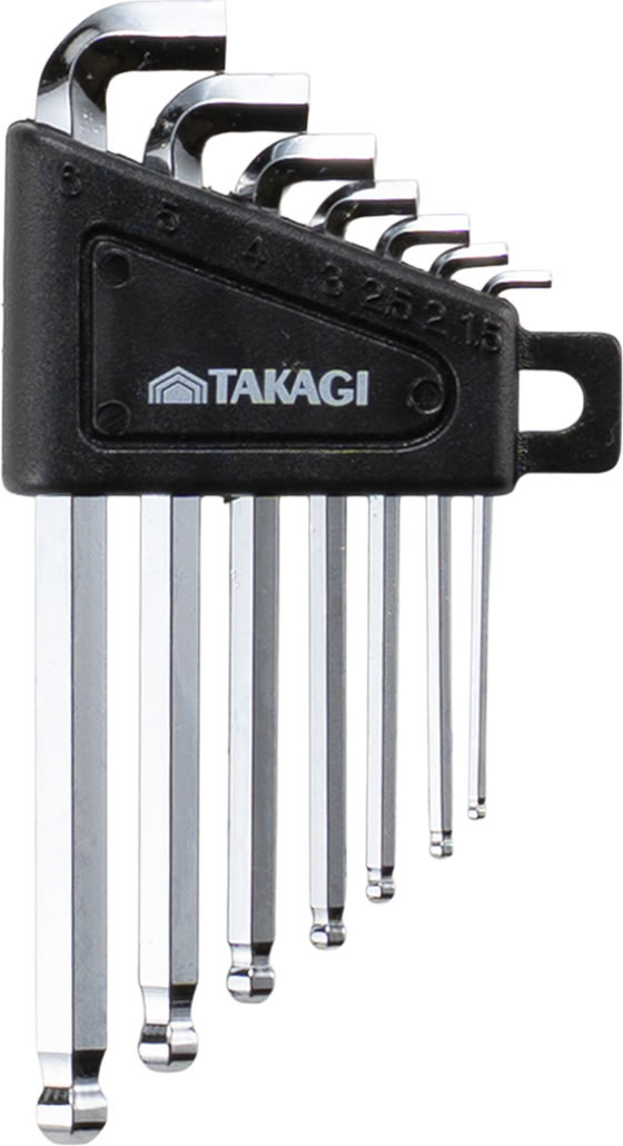 TAKAGI ボールポイント六角棒レンチセットミリ 7本組 ショートヘッド