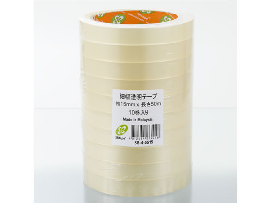 SBテープ 細幅透明OPPテープ SS-4 15mm×50m 10巻