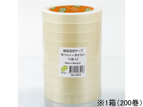 SBテープ 細幅透明OPPテープ SS-4 15mm×50m 200巻