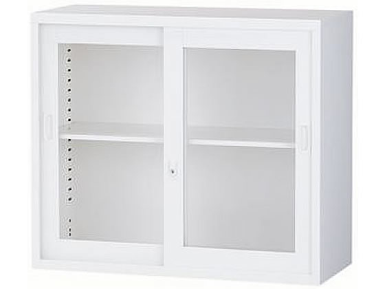 2段ALZスチール書庫 ガラス引戸 上置き ALZ-G32