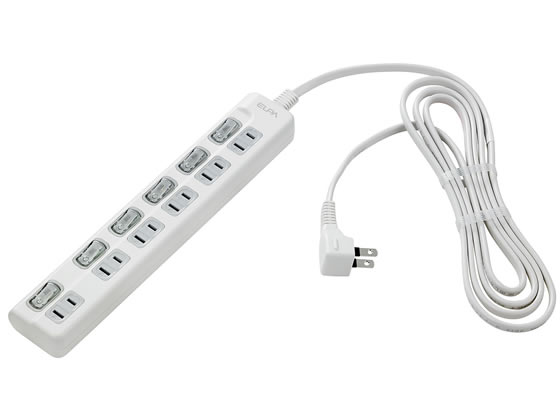 朝日電器 スイッチ付タップ 6個口2m WLS-LU62EB(W)