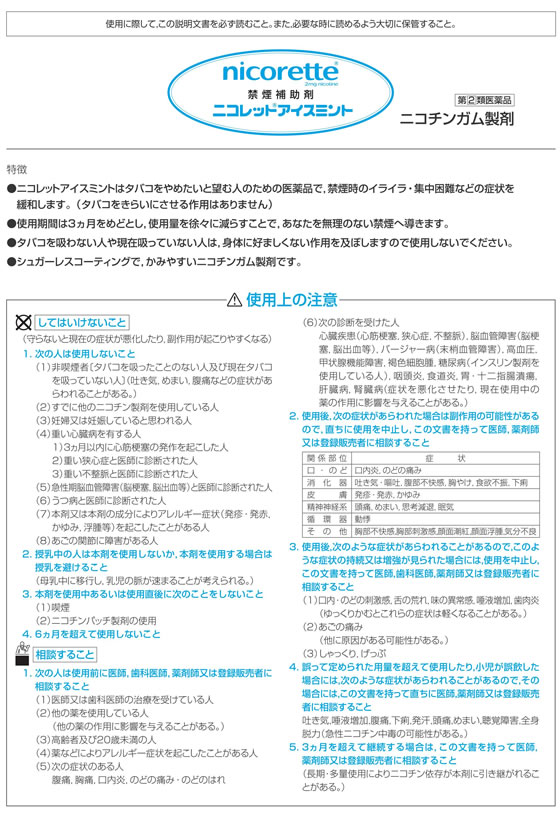 正規逆輸入品 薬 タケダ ニコレット アイスミント 96個