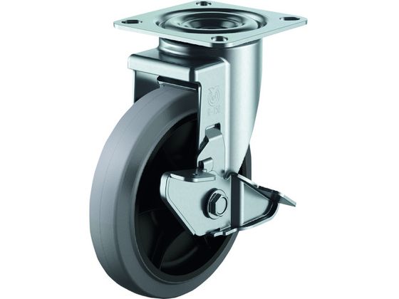 ユーエイ プレート式 自在 キャスター グレーゴム 車輪径125mm ストッパー付き Jタイプ RJ2-S型 取付寸法80×80 75×75 RJ2-125NWRS-G ユーエイ プレート式 自在 キャスター グレーゴム 車輪径125mm ストッパー付き Jタイプ RJ2-S型 取付寸法80×80 75×75 RJ2-125NWRS-G