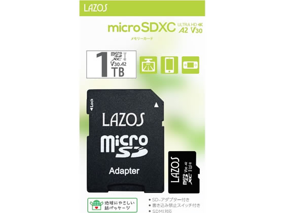Lazos microSDXCメモリーカード 1TB L-B1000MSD10-U3V30A2 Lazos microSDXCメモリーカード 1TB L-B1000MSD10-U3V30A2