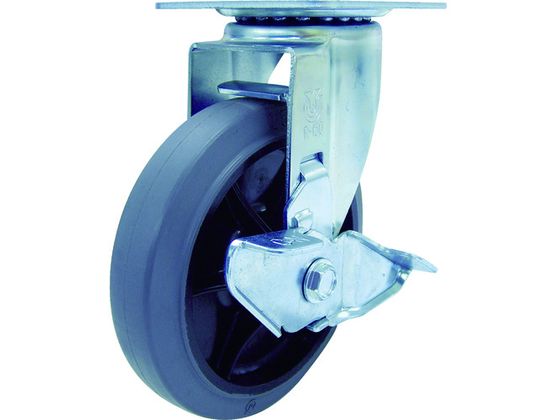 ユーエイ 産業用キャスターS付自在車 150径ゴム車輪 RJ2-150NWRS-G