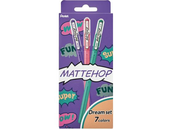 ぺんてる ゲルボールペン マットホップ 1.0mm ドリーム7色セット