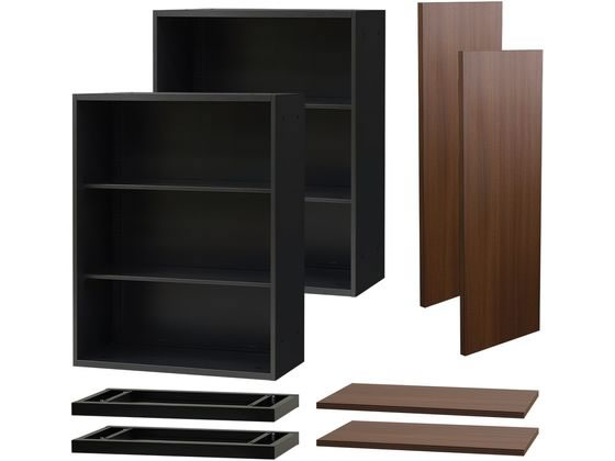 Netforce オープン書庫3段 カウンターセット 幅1650 BK/WN Netforce オープン書庫3段 カウンターセット 幅1650 BK/WN