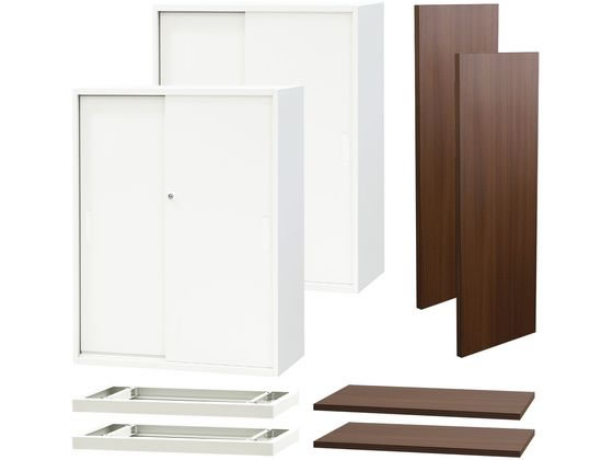 Netforce 引戸書庫3段 カウンターセット 幅1650 WH/WN Netforce 引戸書庫3段 カウンターセット 幅1650 WH/WN