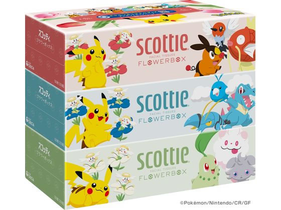 クレシア スコッティ ティシュー フラワーボックス ポケモン 250組 3箱パック クレシア スコッティ ティシュー フラワーボックス ポケモン 250組 3箱パック