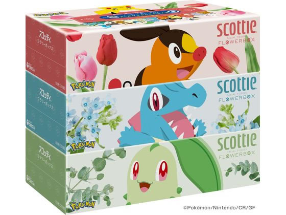クレシア スコッティ ティシュー フラワーボックス ポケモン 250組 3箱