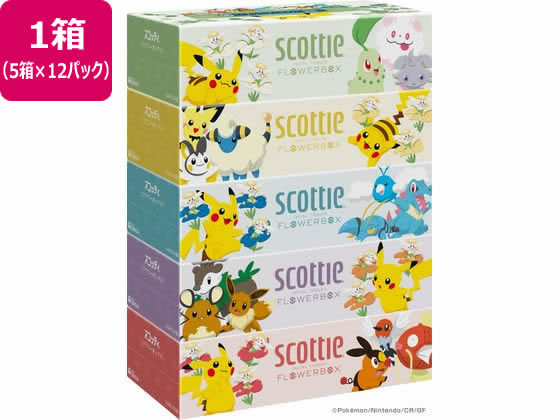 クレシア スコッティ ティシュー フラワーボックス ポケモン 250組 5箱×12パック クレシア スコッティ ティシュー フラワーボックス ポケモン 250組 5箱×12パック