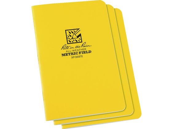 RITR 4 5/8×7 ステイプルノートブック 3冊 メトリックフィールド・イエロー RITR 4 5/8×7 ステイプルノートブック 3冊 メトリックフィールド・イエロー