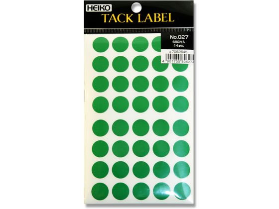 ヘイコー タックラベル φ14 No.027 緑 680枚 007062645 ヘイコー タックラベル φ14 No.027 緑 680枚 007062645